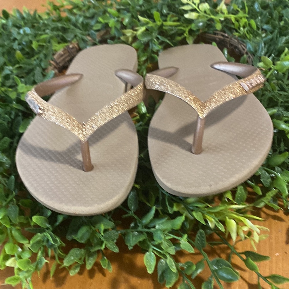 Havaianas Gold Glitter Flip Flops
